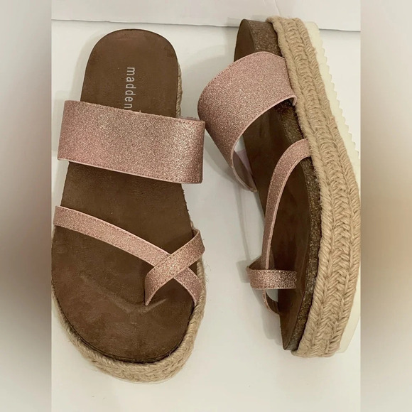 Madden Girl Metallic Rose Gold Espadrilles Sandal Size 7.5 platform - Picture 2 of 16